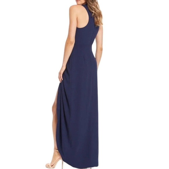 DRESS‎ the Population Ariel Maxi Wrap Dress Small Navy Blue Sleeveless V Neck - Picture 7 of 14